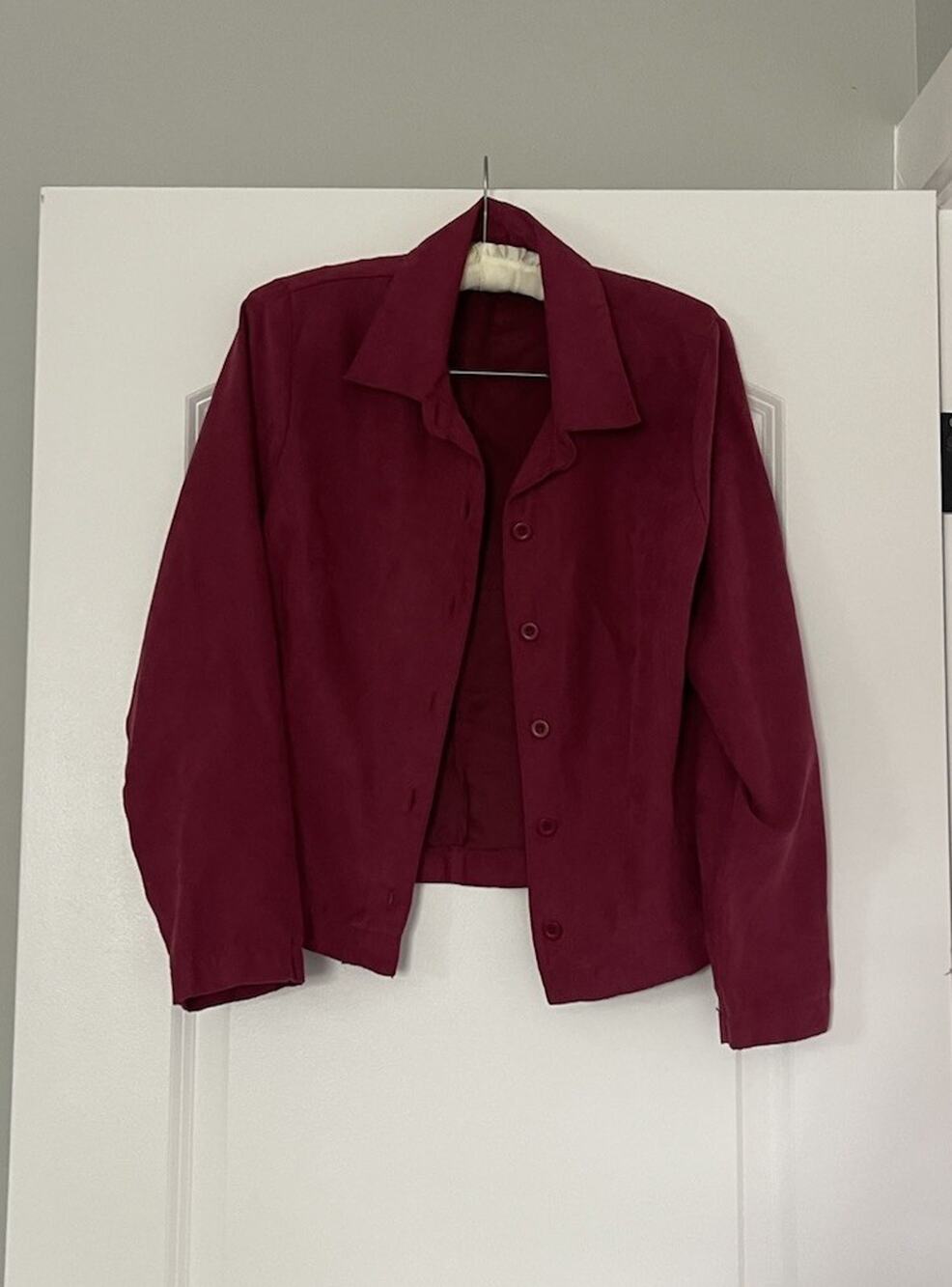 Vtg Y2k Studio Ease Faux Suede Jacket Women’s Sz 8 Burgundy Indie Gunge Boho